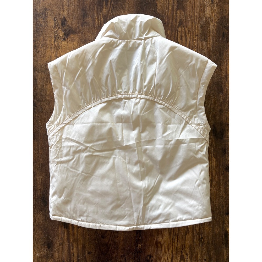 Old Navy Girls Cream Water Resistant Puffer Vest Size M 8 Full Zip Off White - Picture 4 of 5